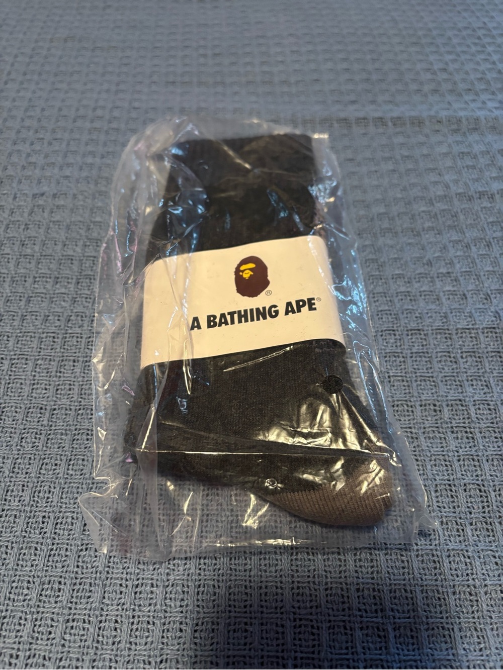 Bape Black Crew Socks with Brown Toe Accent